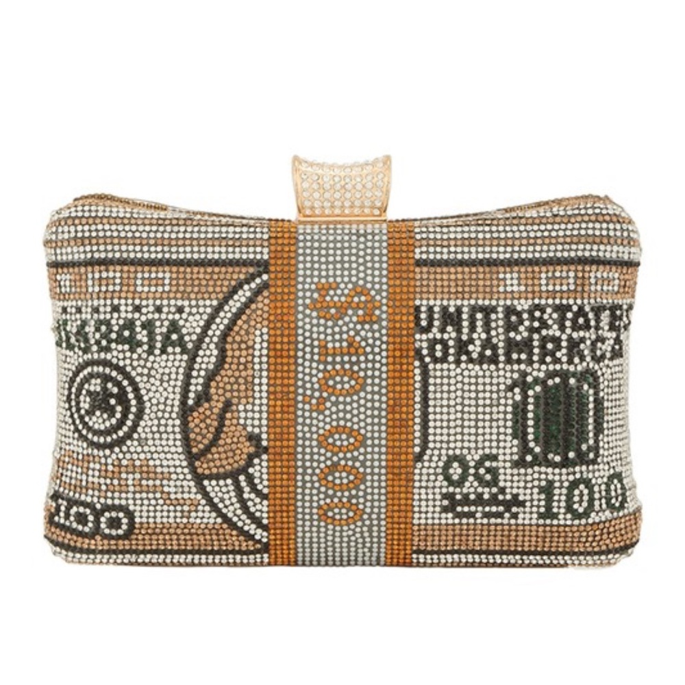 •All I Do is Win • Money Stacks Rhinestone Clutch